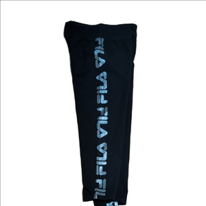 Fila Kids Black Leggings with Metallic Logo